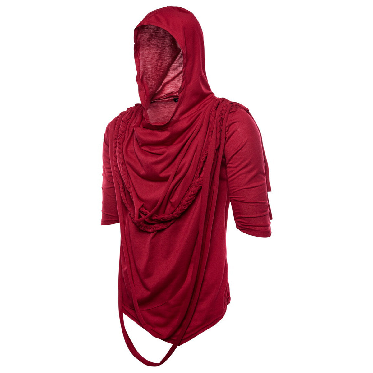 Youthup Mens Twisted Rope Stacked Collar Hooded T-Shirt