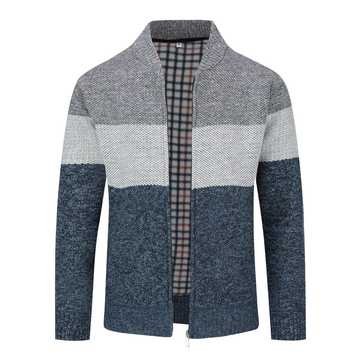 Youthup Mens Color Block Knitted Cardigan Sweatshirt