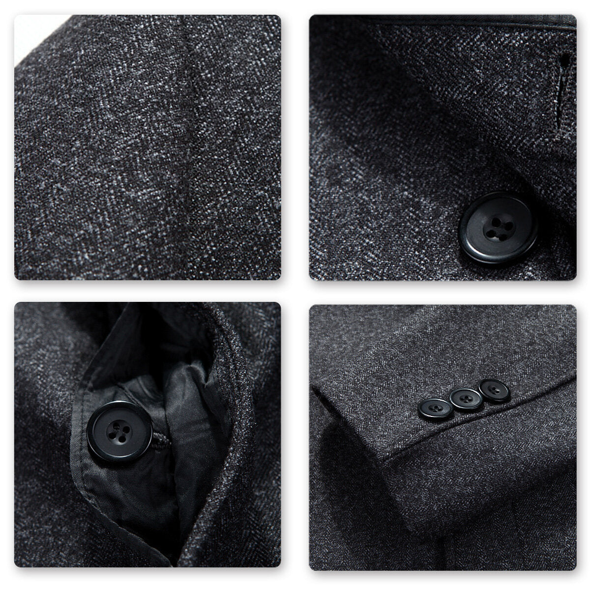 Youthup Mens Wool Blend Mid Length Coat