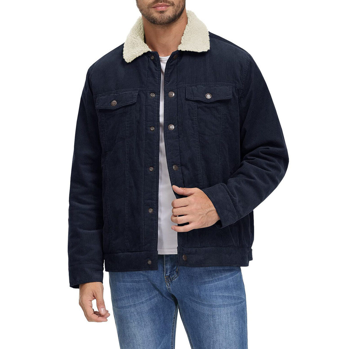 Youthup Mens Velvet Corduroy Thick Fleece Lined Jacket