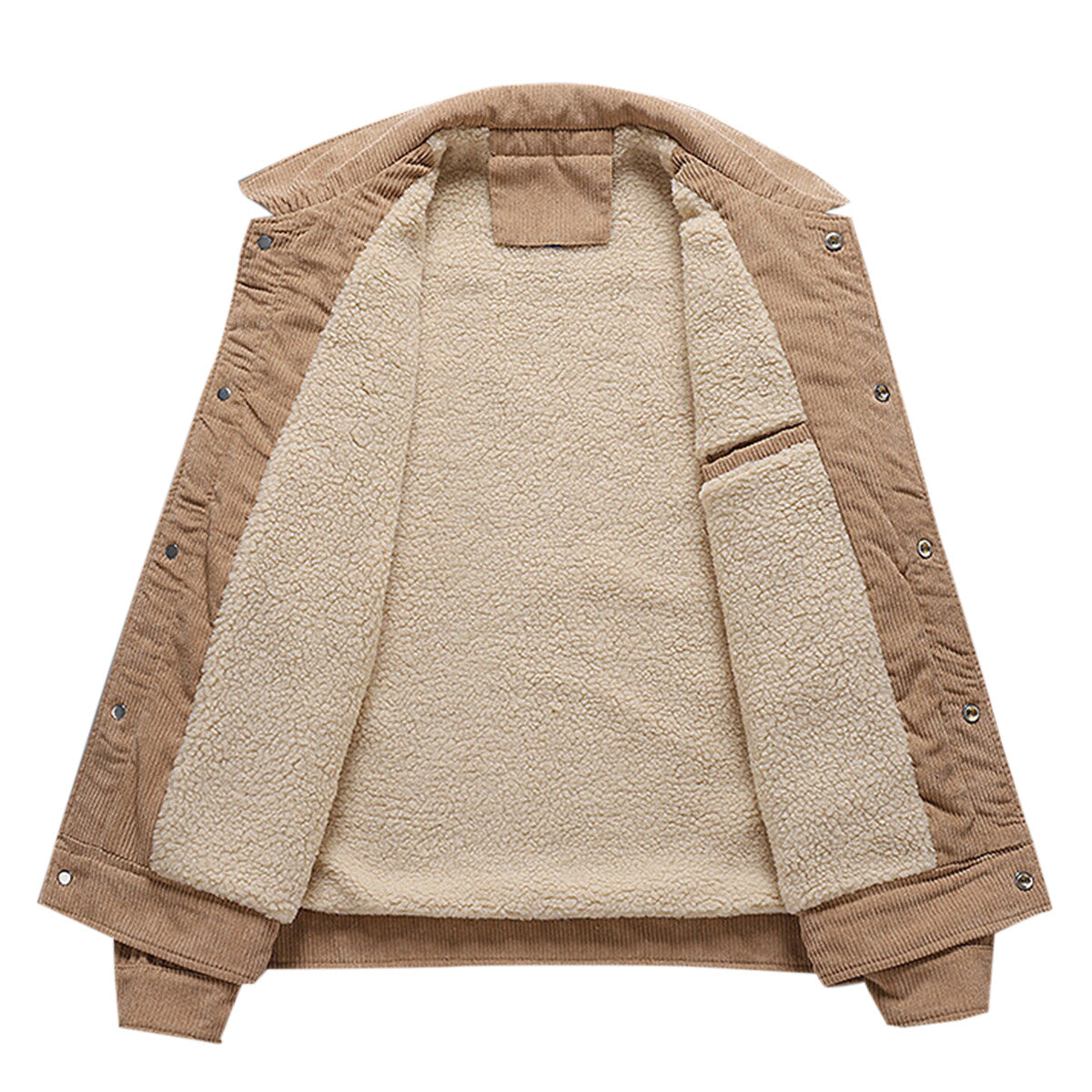 YOUTHUP Mens Casual Corduroy Jacket Solid Color Warm Fleece Lapel Thickened Coat