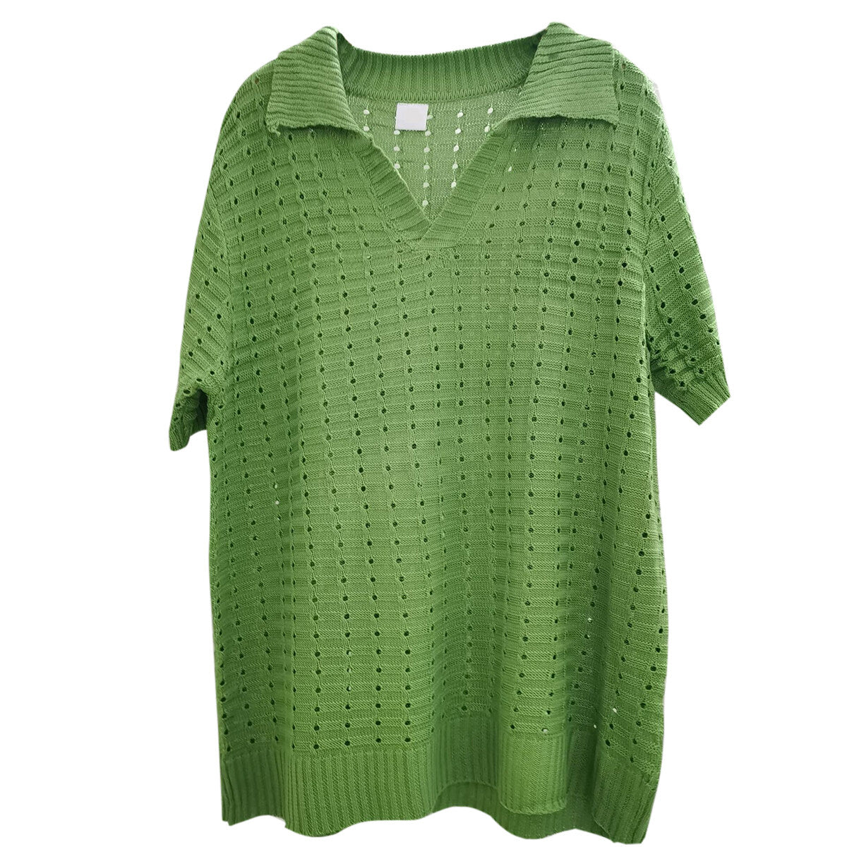 Youthup Mens Knitted Cutout Tee Hollow Short Sleeve T-Shirt
