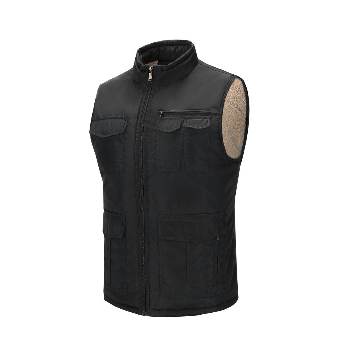 YOUTHUP Mens Fleece Vest Casual Loose Multi Pocket Padded Vest