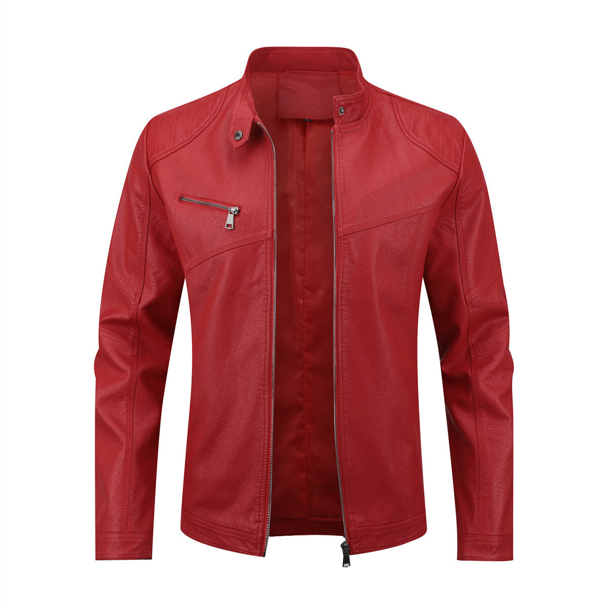 Youthup Mens Glossy Slim Fit Waterproof Leather Jacket