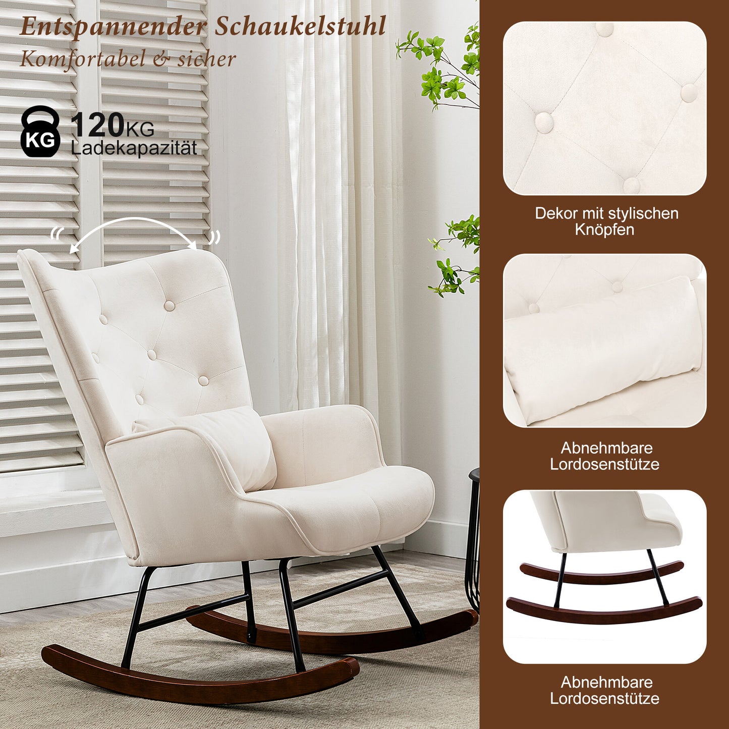 Schaukelstuhl Samt Marguerite