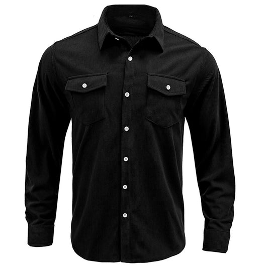 YOUTHUP Mens Corduroy Long Sleeve Shirt Casual Daily with Breast Pocket