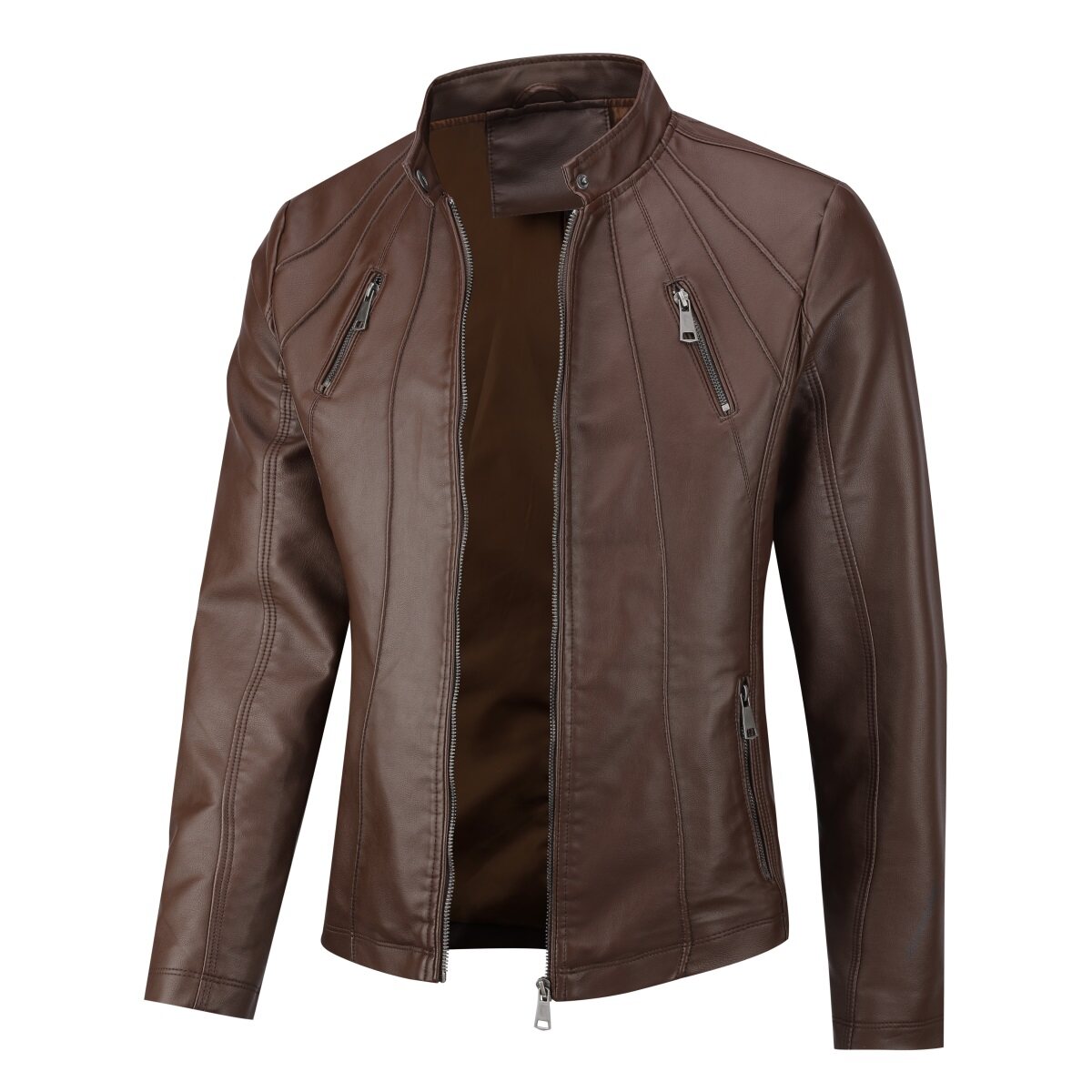Youthup Mens Casual Soft Bomber Faux Leather Jacket