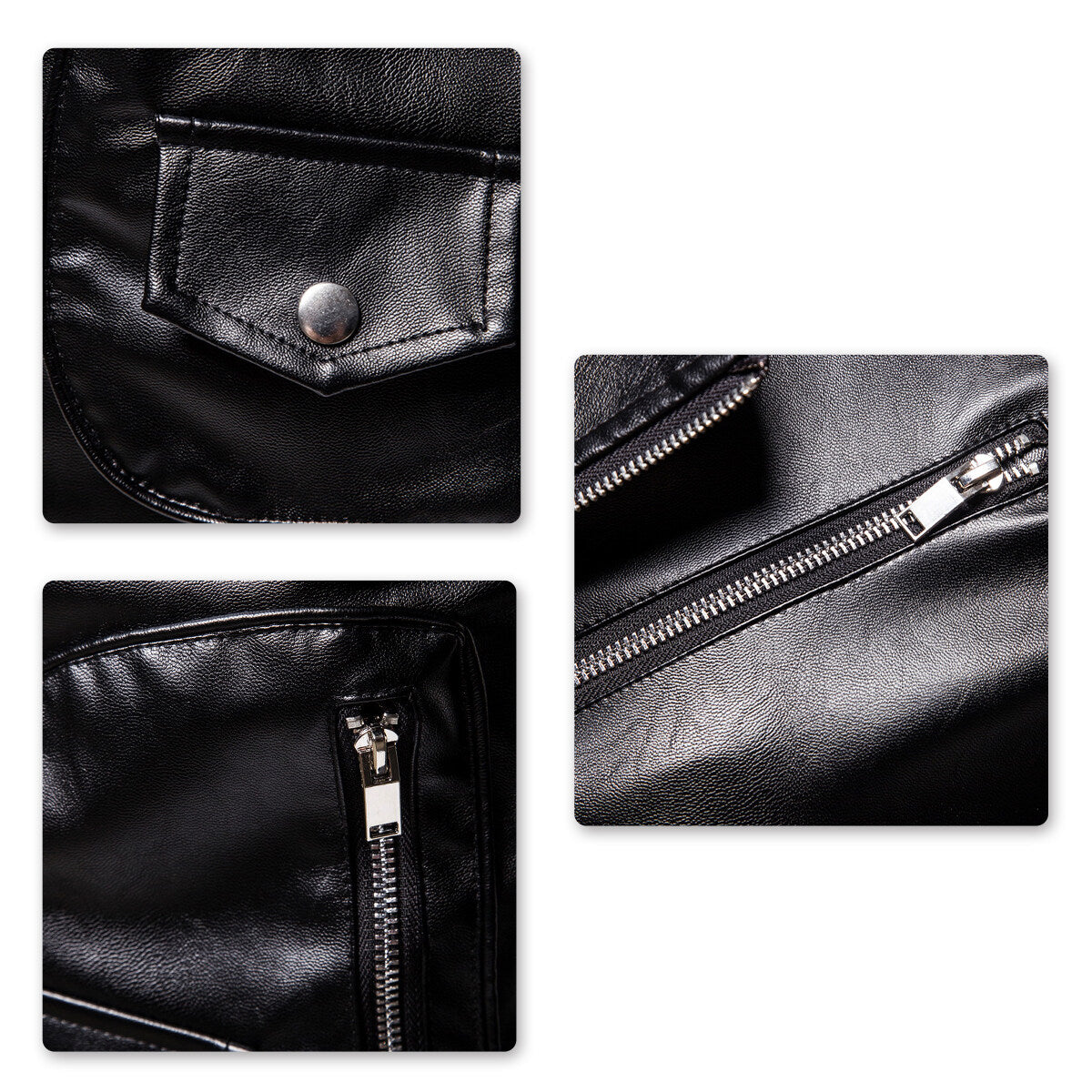 Youthup Mens Shiny Waterproof Punk Slim Fit Leather Jacket