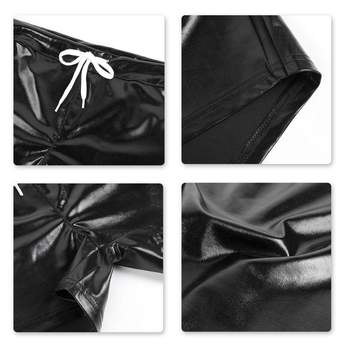 Youthup Mens Shiny Leather Shorts