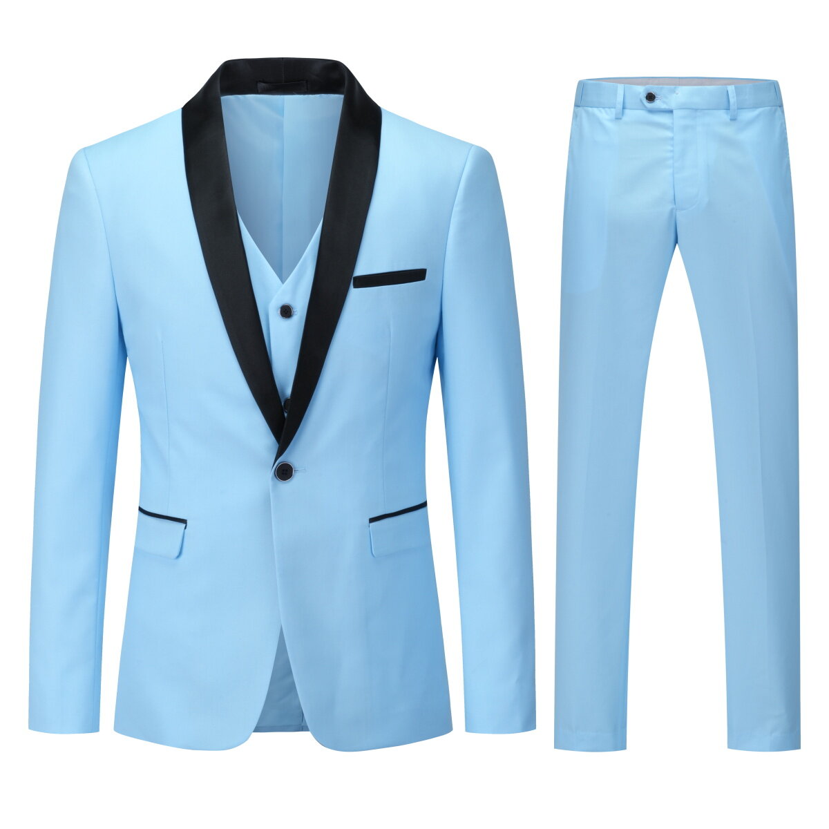 Youthup Mens 3-Pce Business Suit Slim Fit Wedding Party Blazer and Vest and Pants
