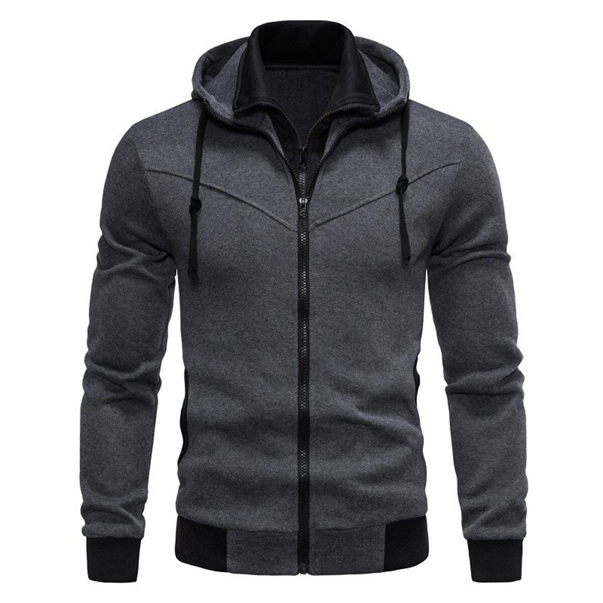 Youthup Mens Fake Two Piece Hooded Sweater T-shirt
