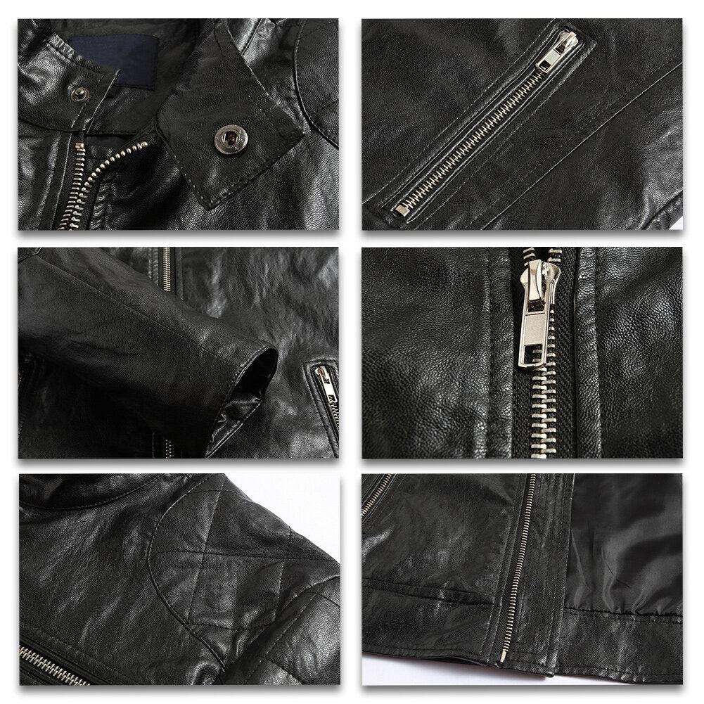 Youthup Mens Retro Slim Fit Motorcycle Punk Leather Jacket