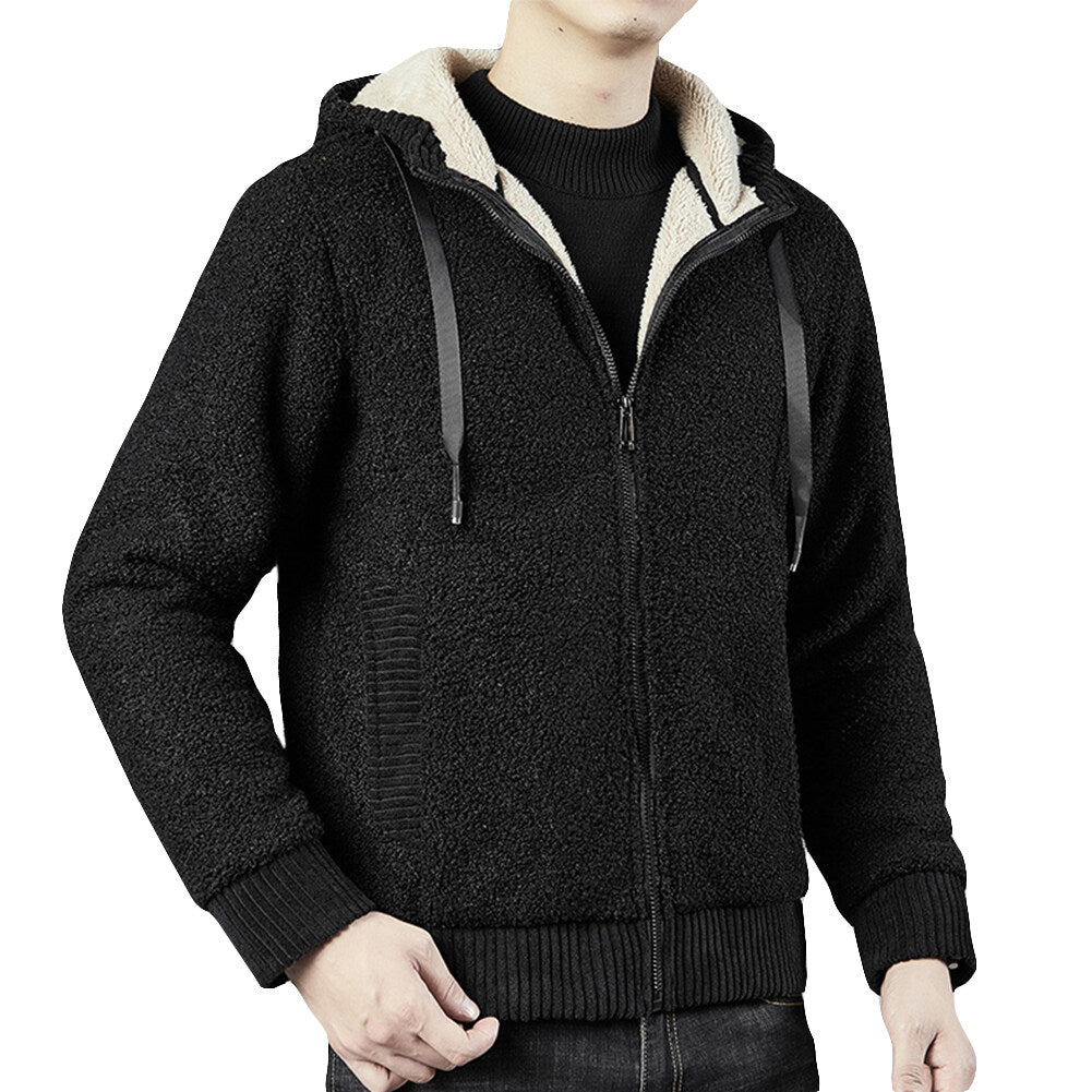 Youthup Mens Loose Fit Hooded Fleece Lined Thicken Cotton Padded Jacket