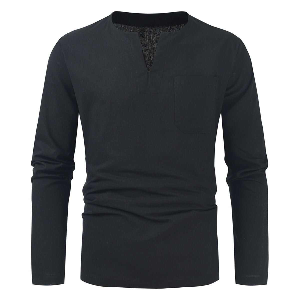 Youthup Mens Collarless Long Sleeve Shirt