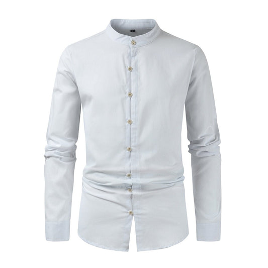Youthup Mens Stand Collar Button Down Formal Shirt