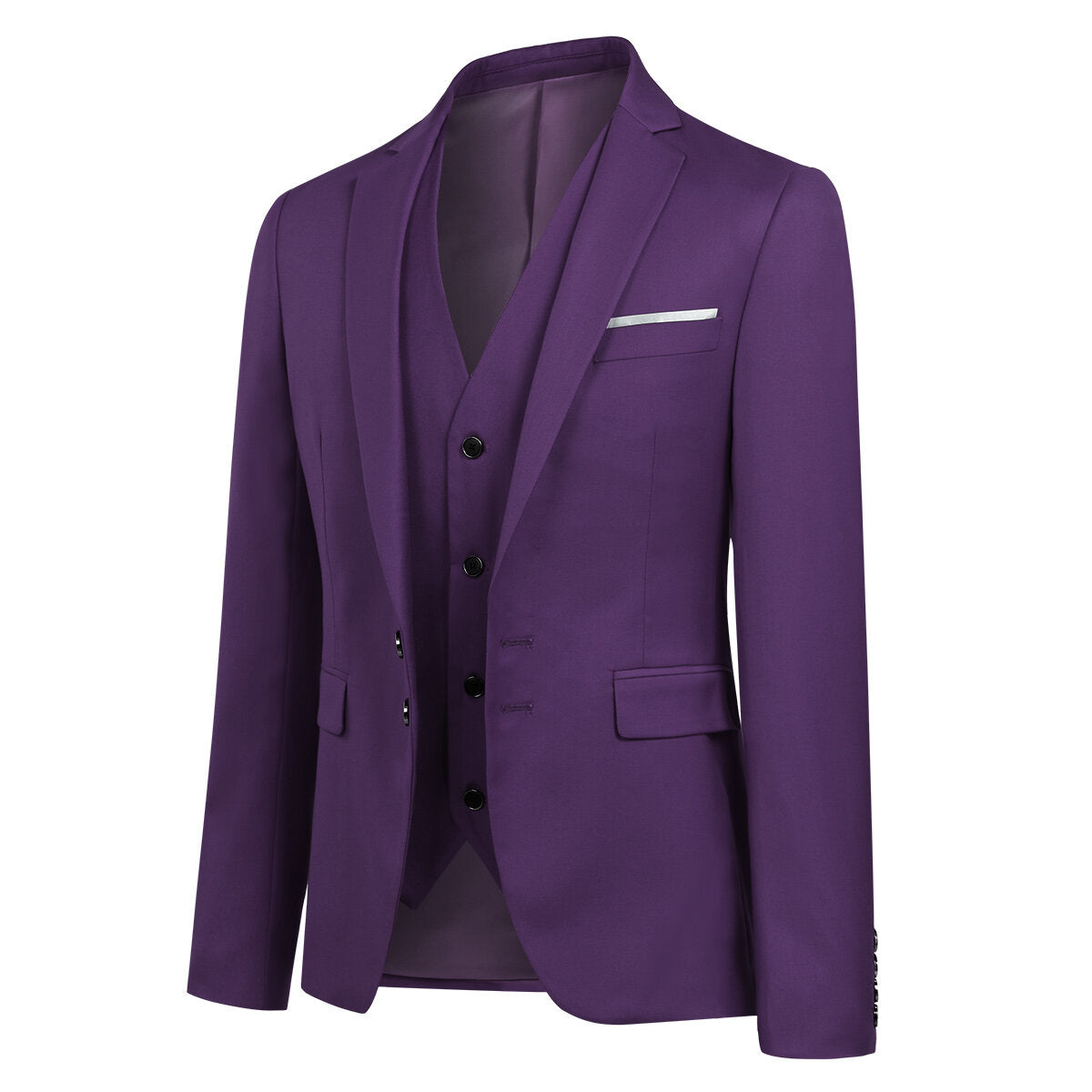 YOUTHUP Mens Slim Fit 3 Piece Suit Classic Business Wedding Suits Tuxedo Blazer Waistcoat Trousers