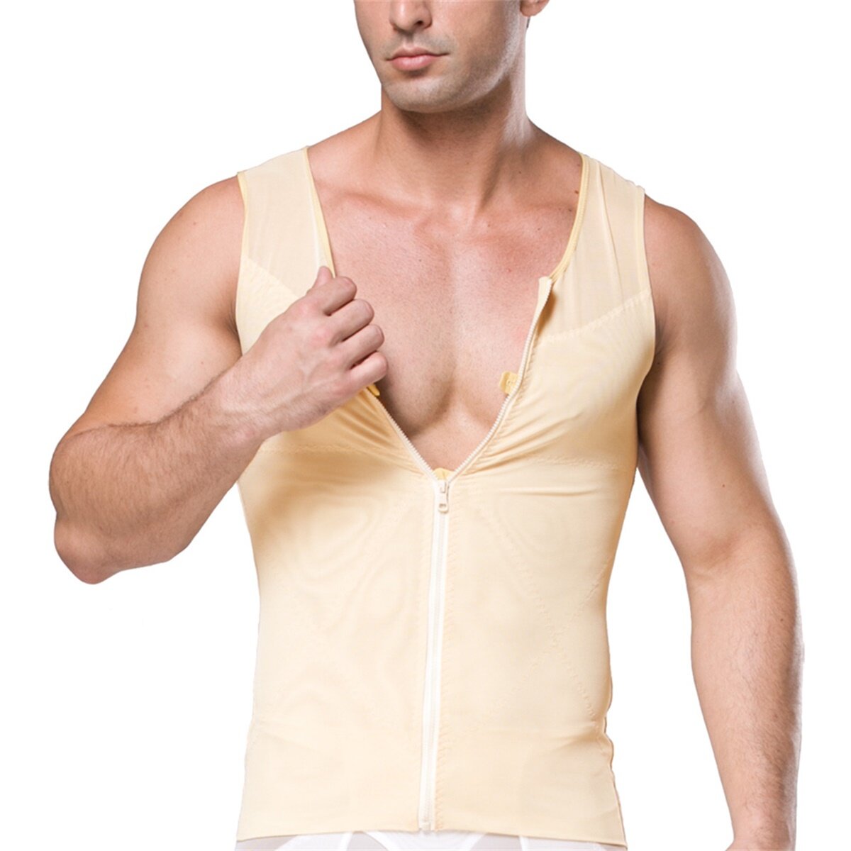 Youthup Mens Compression Body Shaper Zipper Up Stretch Tank Top