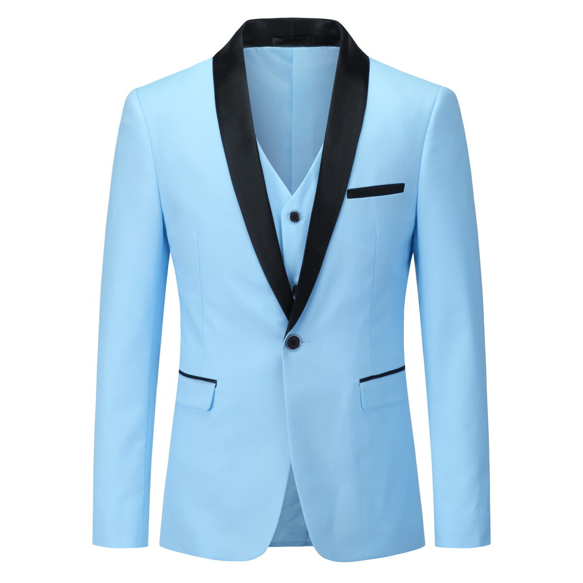 Youthup Mens 3-Pce Business Suit Slim Fit Wedding Party Blazer and Vest and Pants