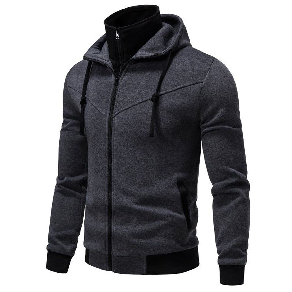 Youthup Mens Fake Two Piece Hooded Sweater T-shirt