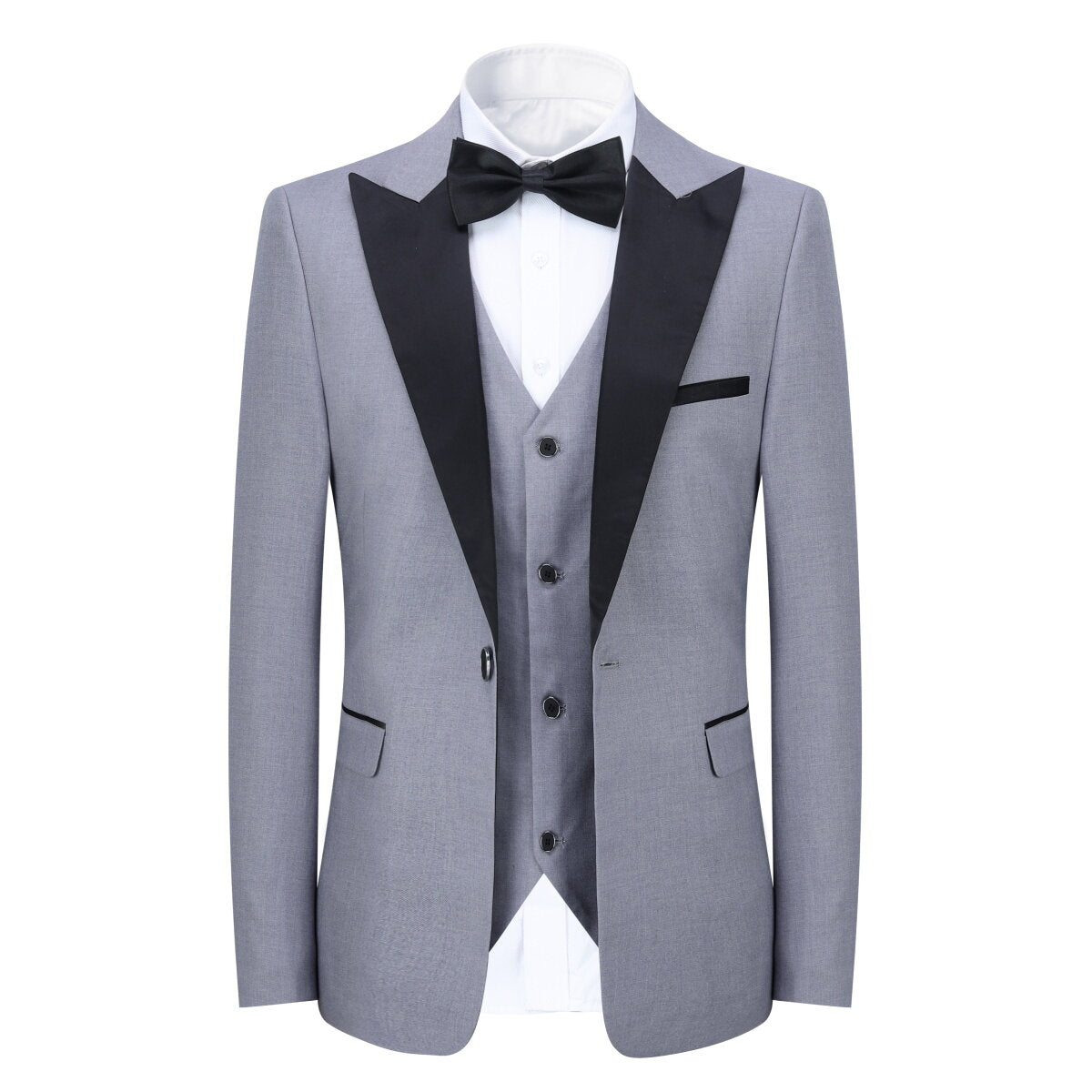 YOUTHUP Mens 3 Piece Slim Fit Elegant Wedding Peak Lapel Suit Set