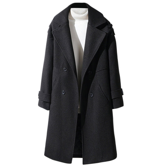 Youthup Unisex Solid Color Lapel Button Pocket Trench Dust Overcoat