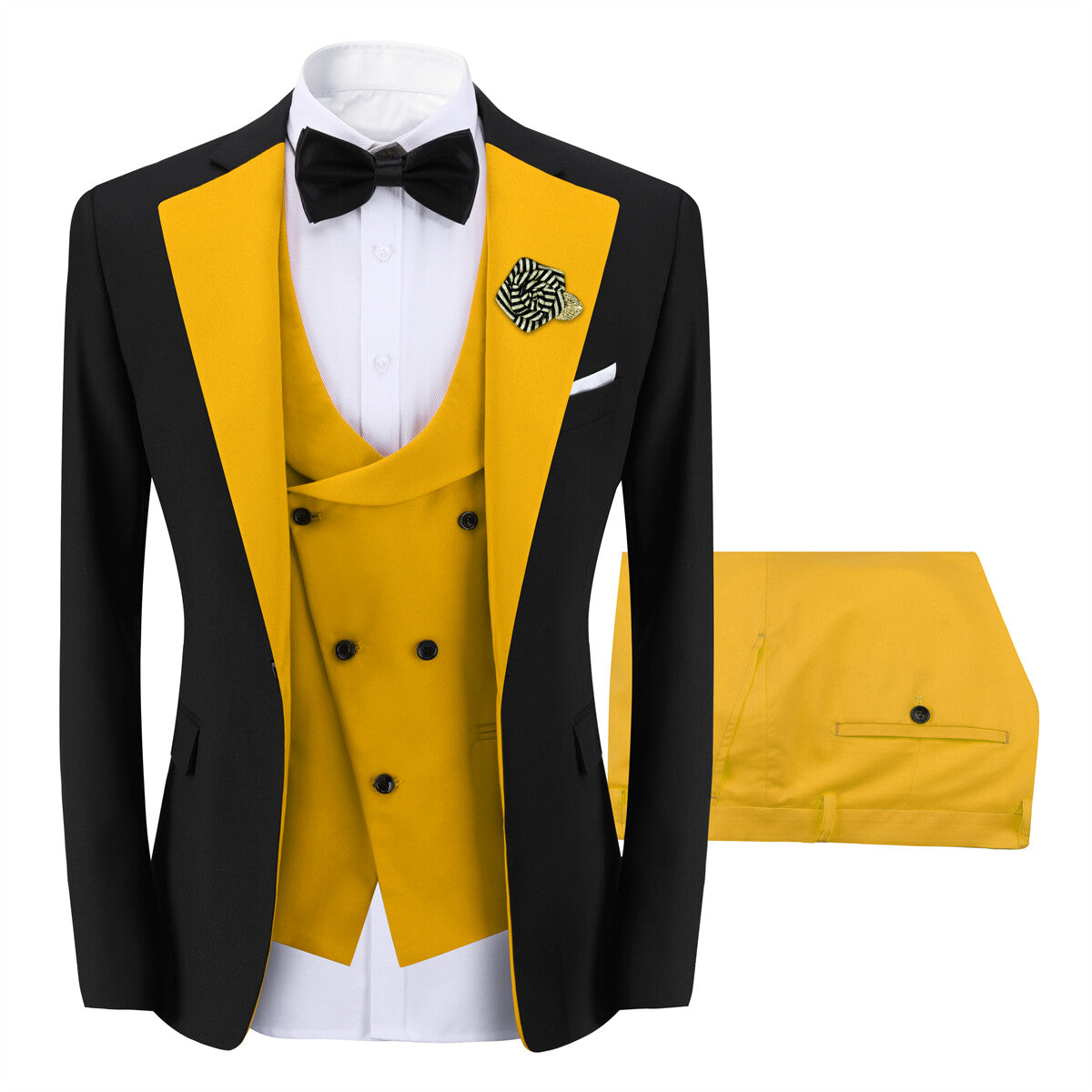 Youthup Mens 3Pce ColorBlock Dress Suits Wedding Blazer and Vest and Pants