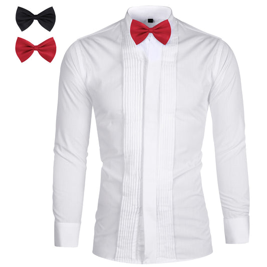 Youthup Mens Formal Business Shirts Long Sleeve Wedding Dress Hosting Performance Shirts