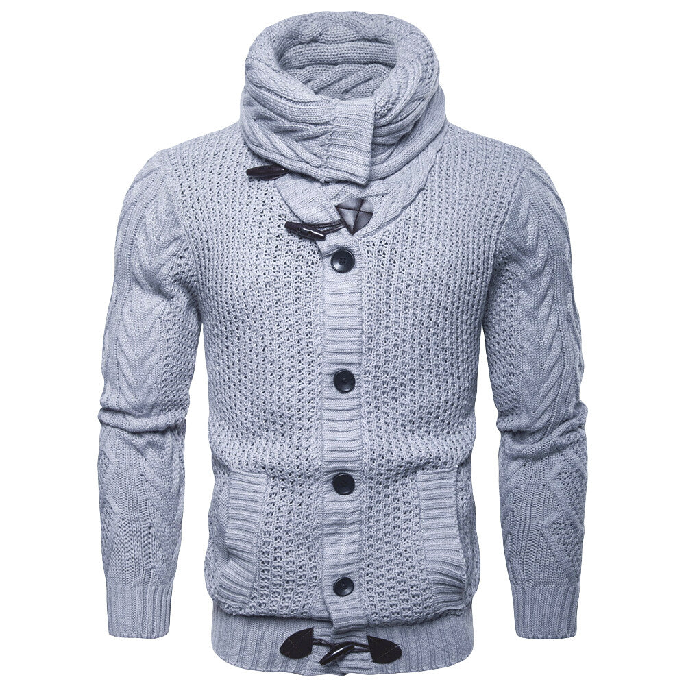 Youthup Mens Knitted Jacket Turtleneck Cardigan Sweaters