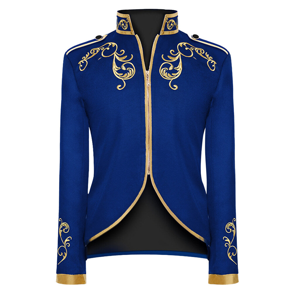Youthup Mens Military Drummer Court Prince Velvet Embroidered Blazer