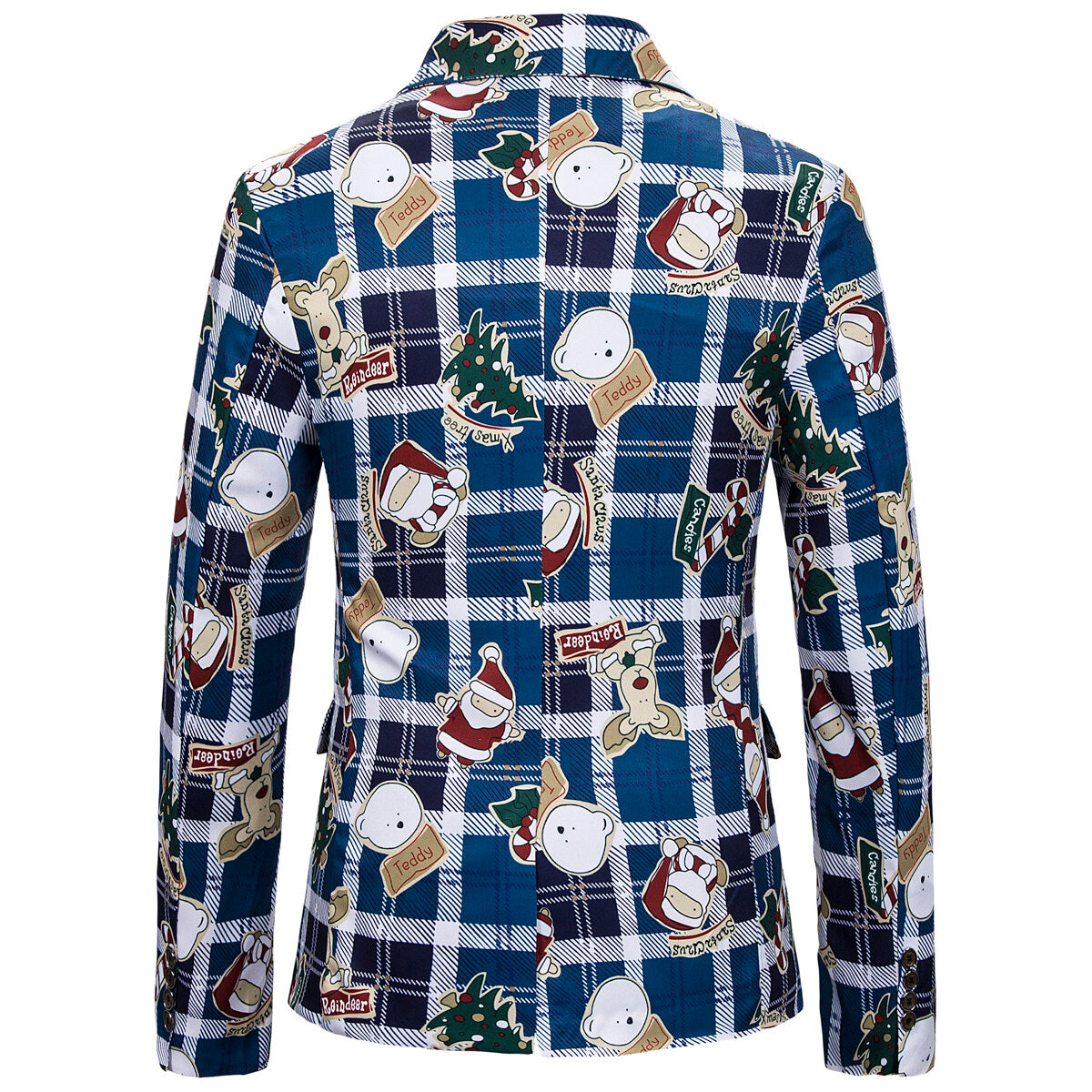 Youthup Mens Christmas Blazer Cartoon Print Suit Jacket