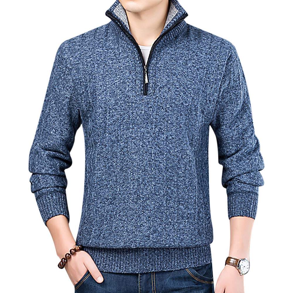Youthup Mens Turtleneck Zipper Casual Plus Fleece Sweater