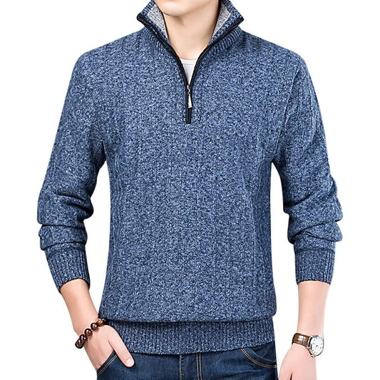 Youthup Mens Turtleneck Zipper Casual Plus Fleece Sweater