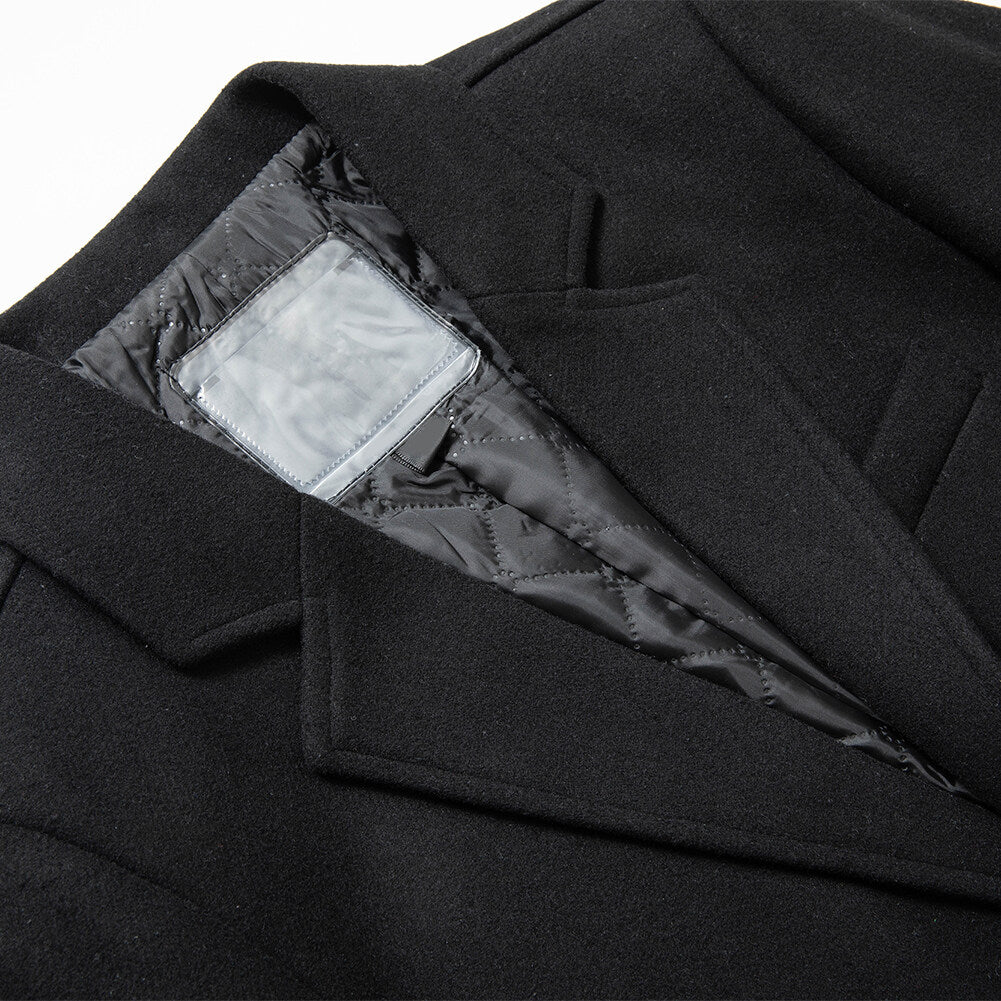 Youthup Mens Long Single Breasted Jacket Wool Blend Coat Winter Overcoat