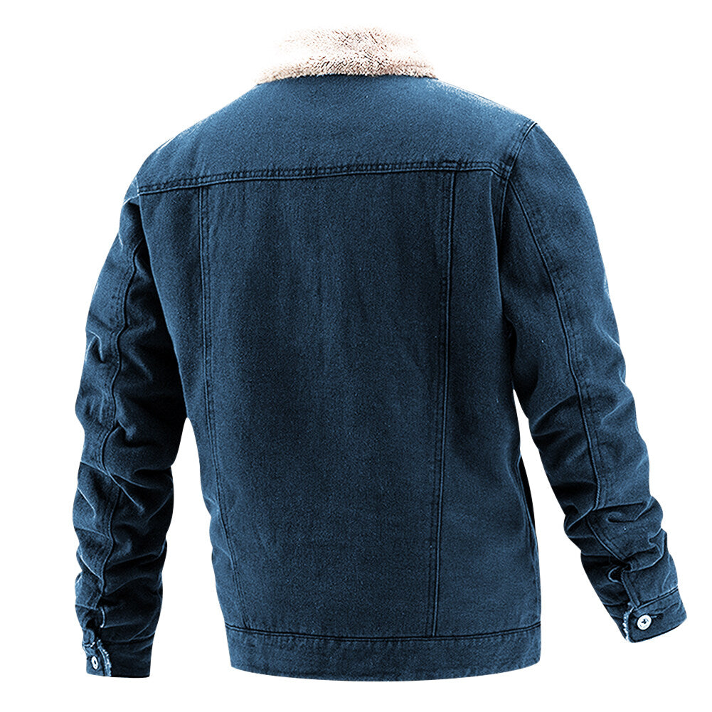 Youthup Mens Fleece Lined Coat Thick Denim Jacket