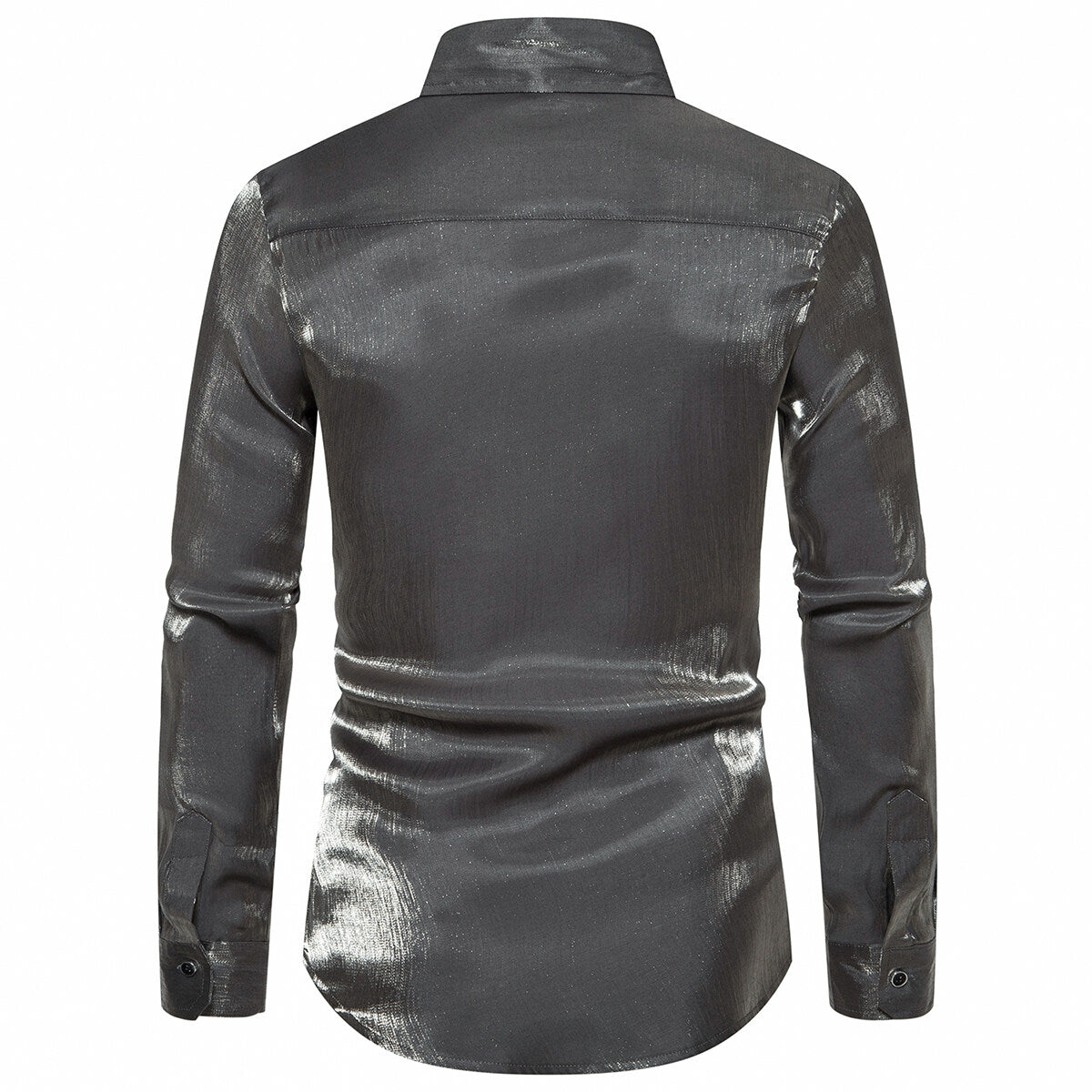 YOUTHUP Mens Sparkle Party Shirt Long Sleeves Slim Lapel Collar Shiny Top