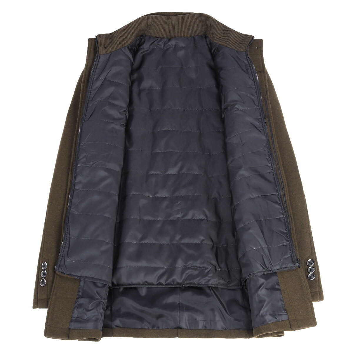 Youthup Mens Single Breasted Slim Fit Wool Coat And Thickened Vest