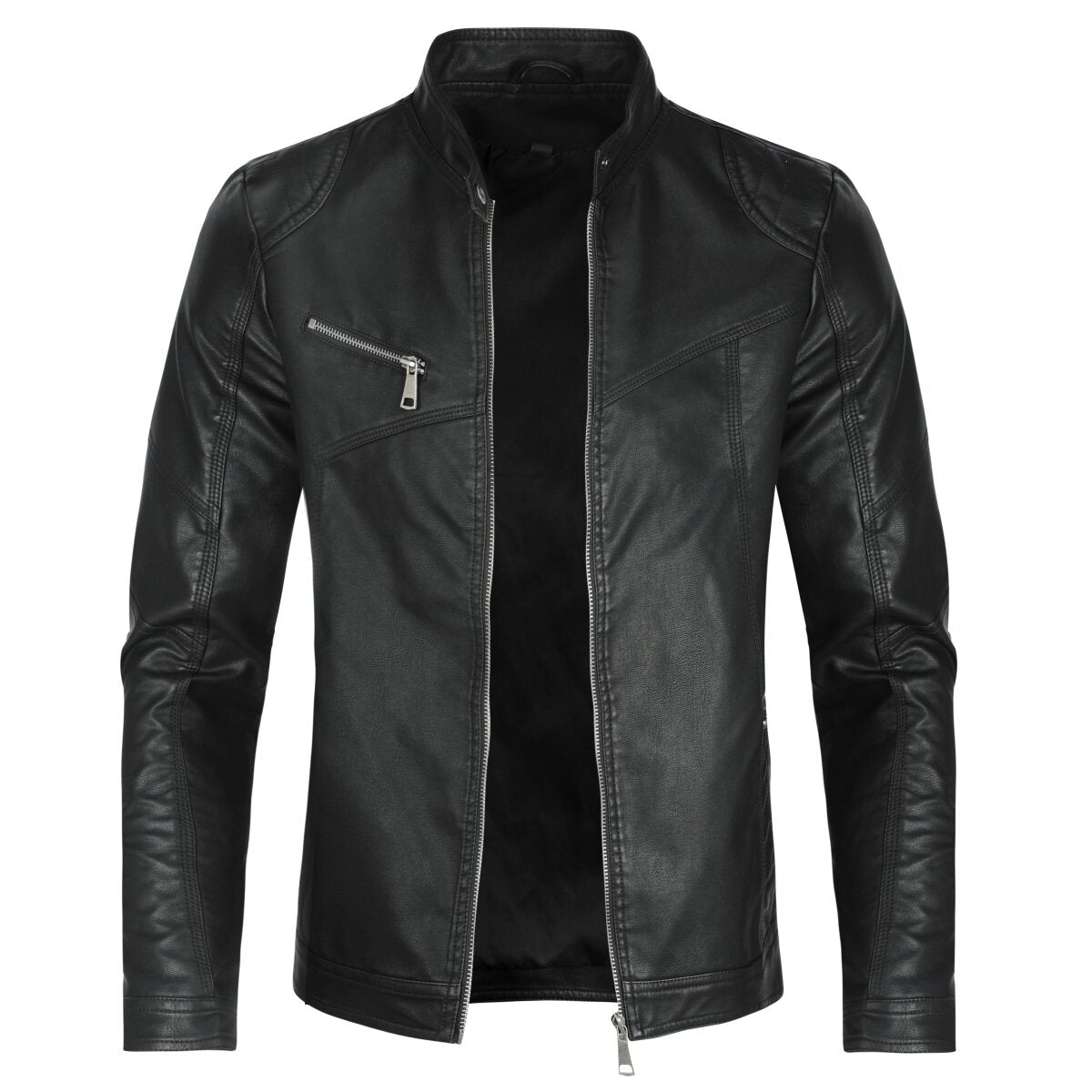 Youthup Mens Glossy Slim Fit Waterproof Leather Jacket