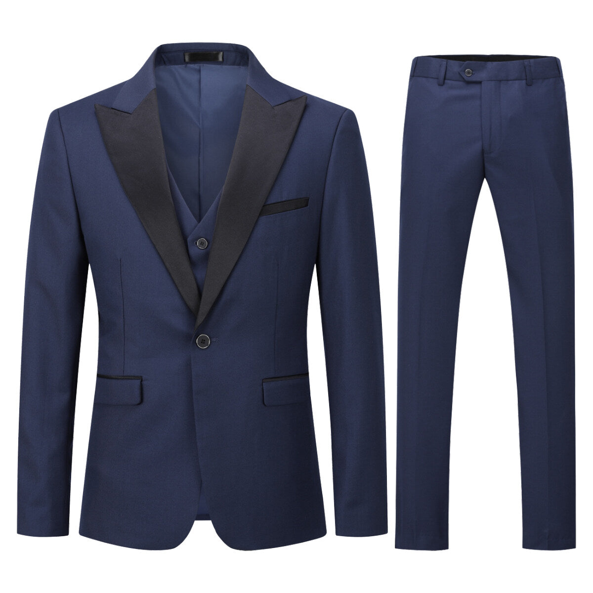 Youthup Mens 3Pce Business Wedding Dinner Suit Blazer and Vest and Tuxedo Pants