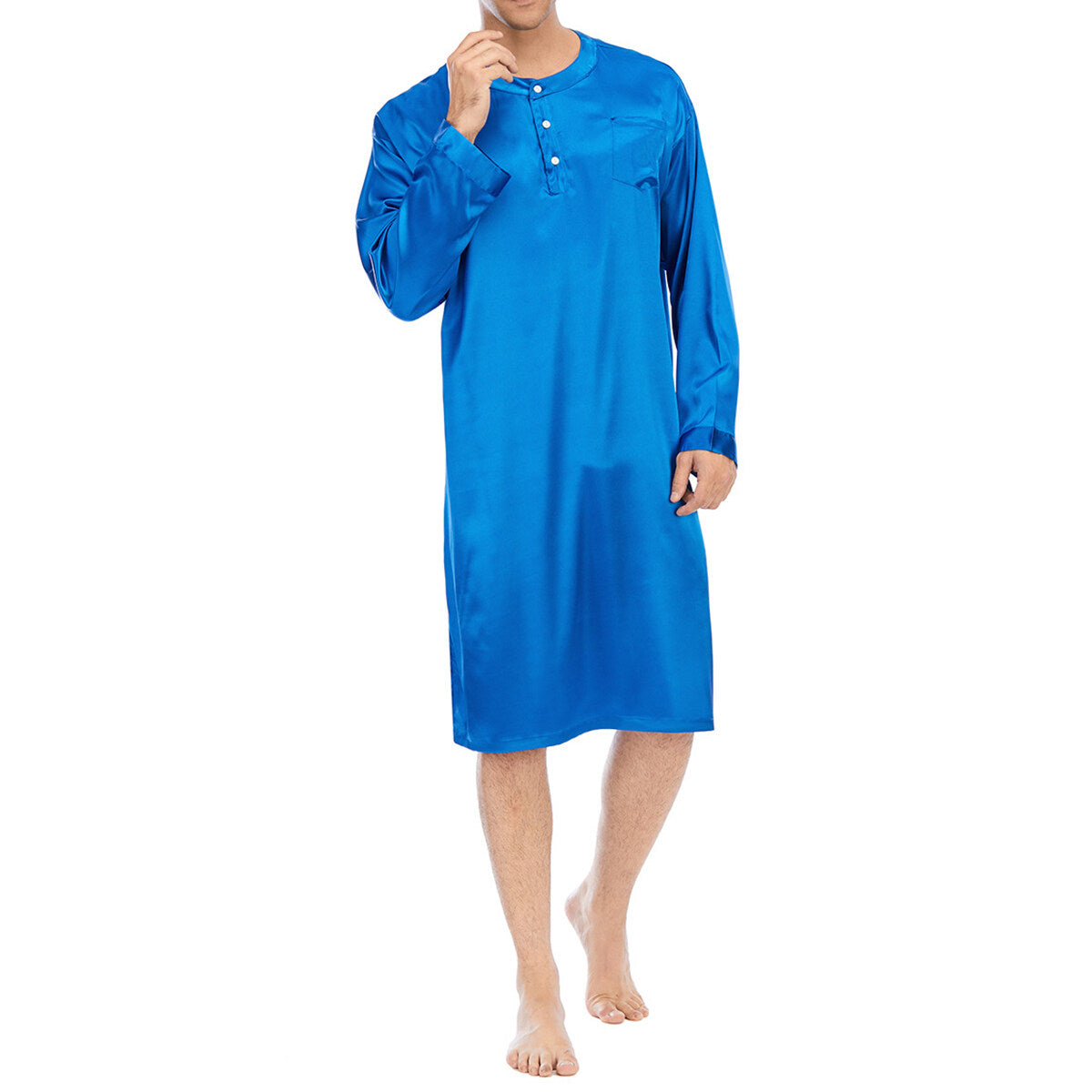 Youthup Mens Sleepwear Long Sleeves Pajamas Robe Nightdress