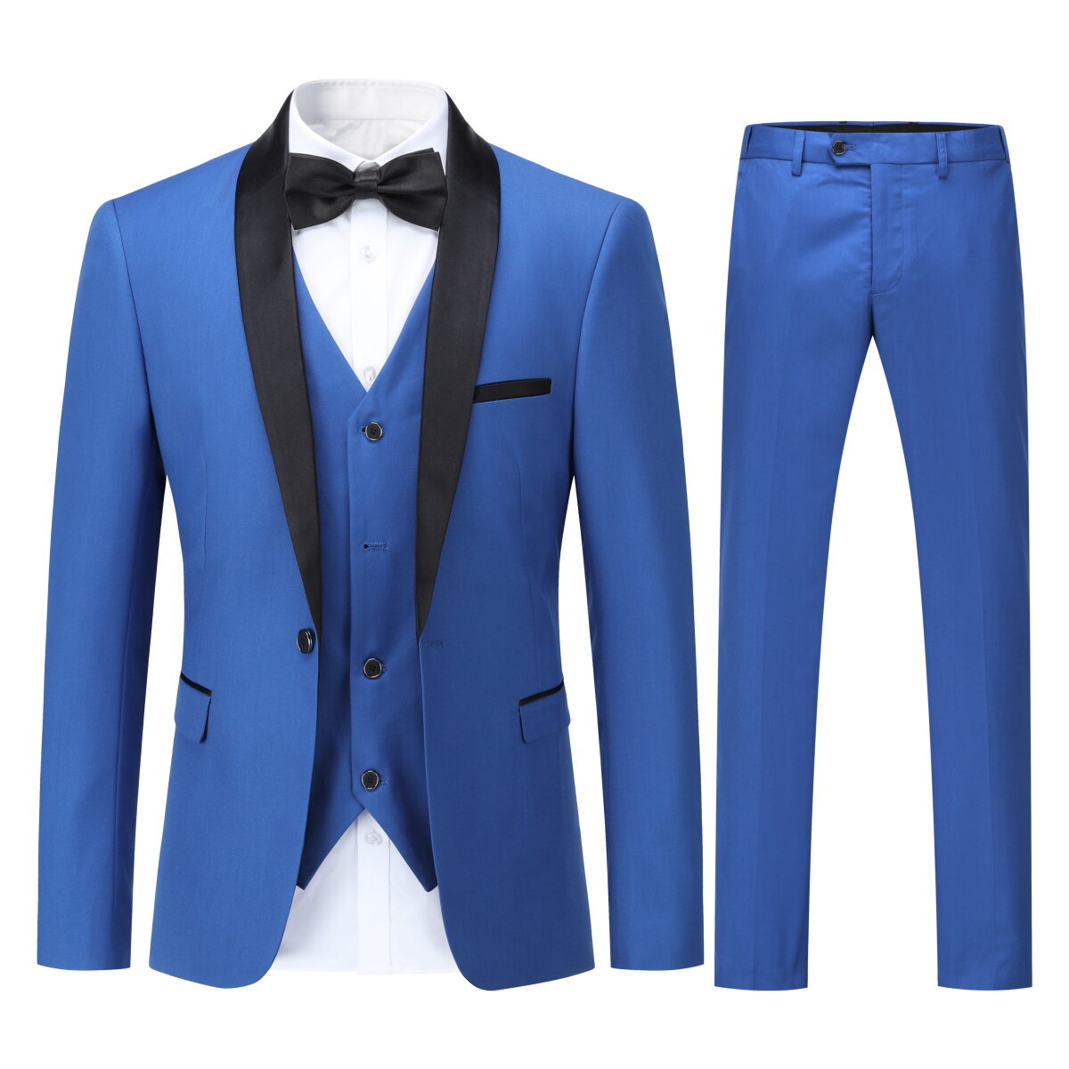 Youthup Mens 3-Pce Business Suit Slim Fit Wedding Party Blazer and Vest and Pants