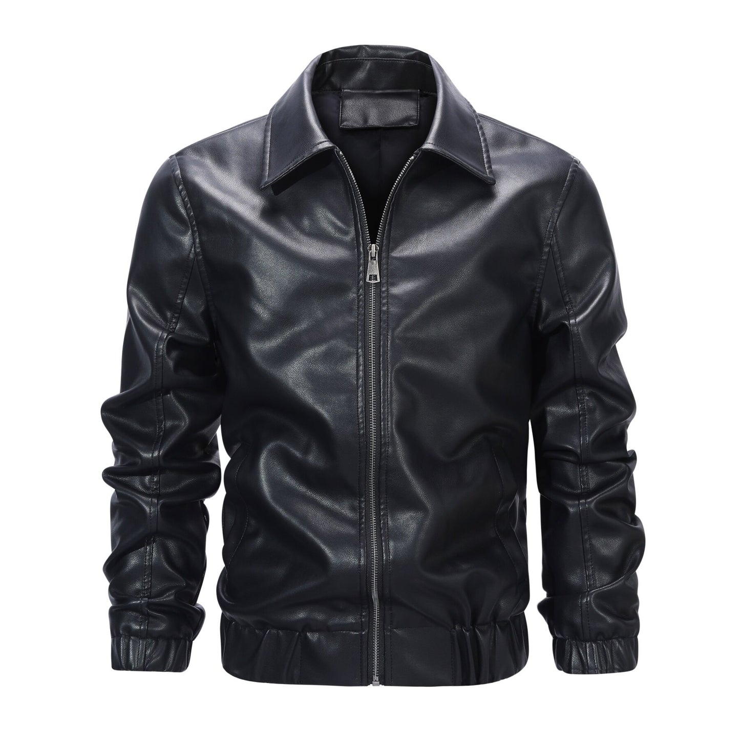 Youthup Mens Lapel Slim Fit Motorcycle Waterproof Leather Jacket