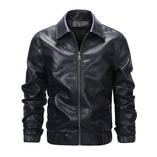 Youthup Mens Lapel Slim Fit Motorcycle Waterproof Leather Jacket