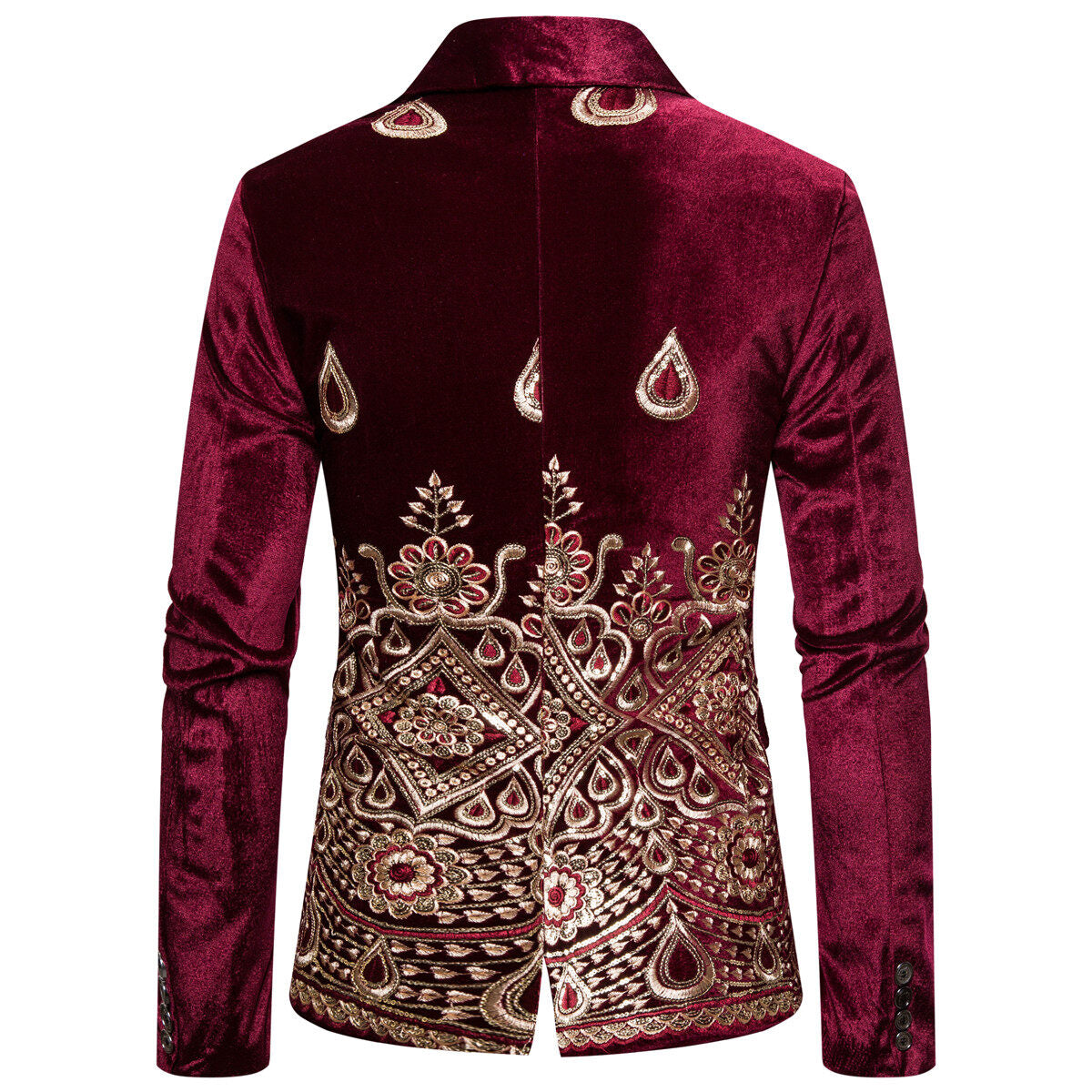 Youthup Mens Slim Fit Velvet Embroidery Party Evening Wedding Suit Blazer