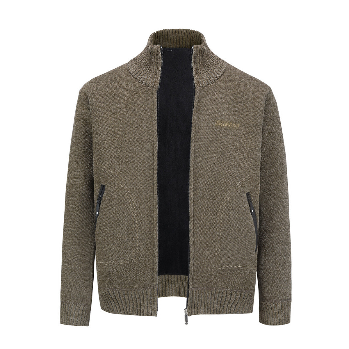 Youthup Mens Stand Collar Knitted Sweatshirt Casual Cardigan