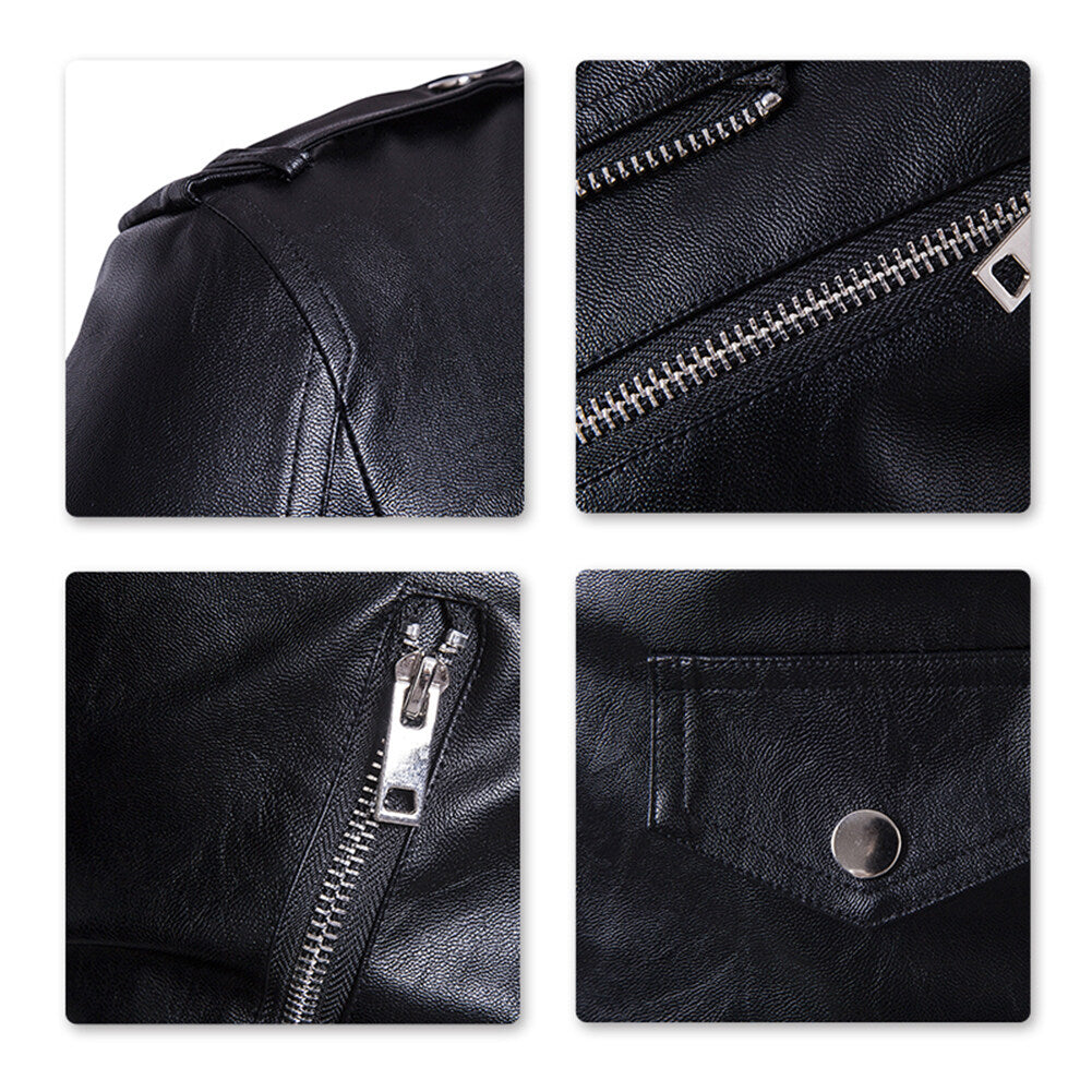 Youthup Mens Fashion Slim Zipper Bomber Faux Leather Motorcycle Jacket