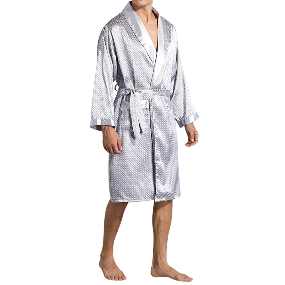 Youthup Mens Plaid Sleepwear Belted Slim Fit Robe Pajamas
