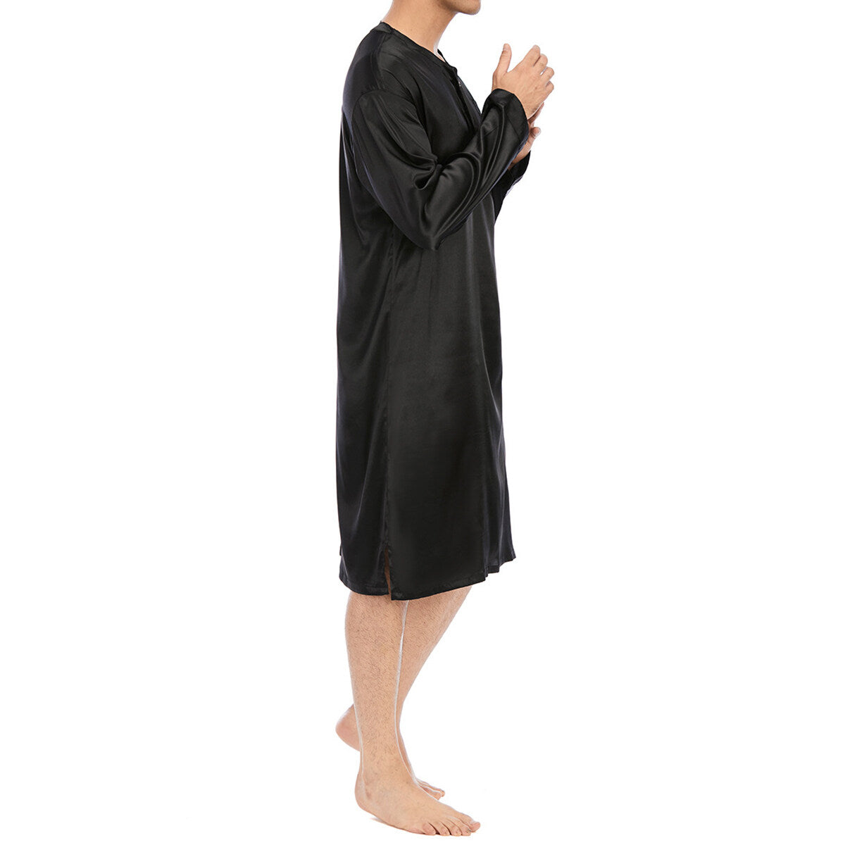YOUTHUP Mens Smooth Dressing Gown Soft Lightweight Solid Long Robe