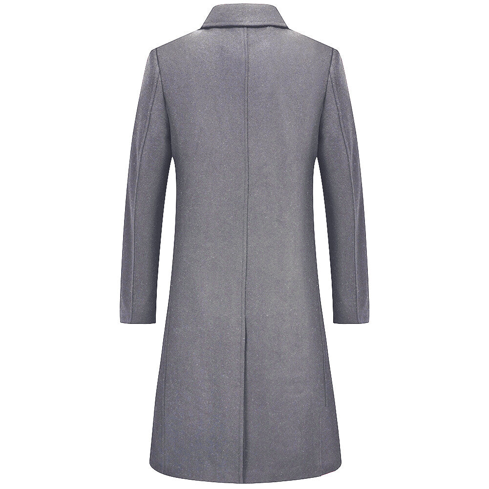 Youthup Mens Long Single Breasted Jacket Wool Blend Coat Winter Overcoat
