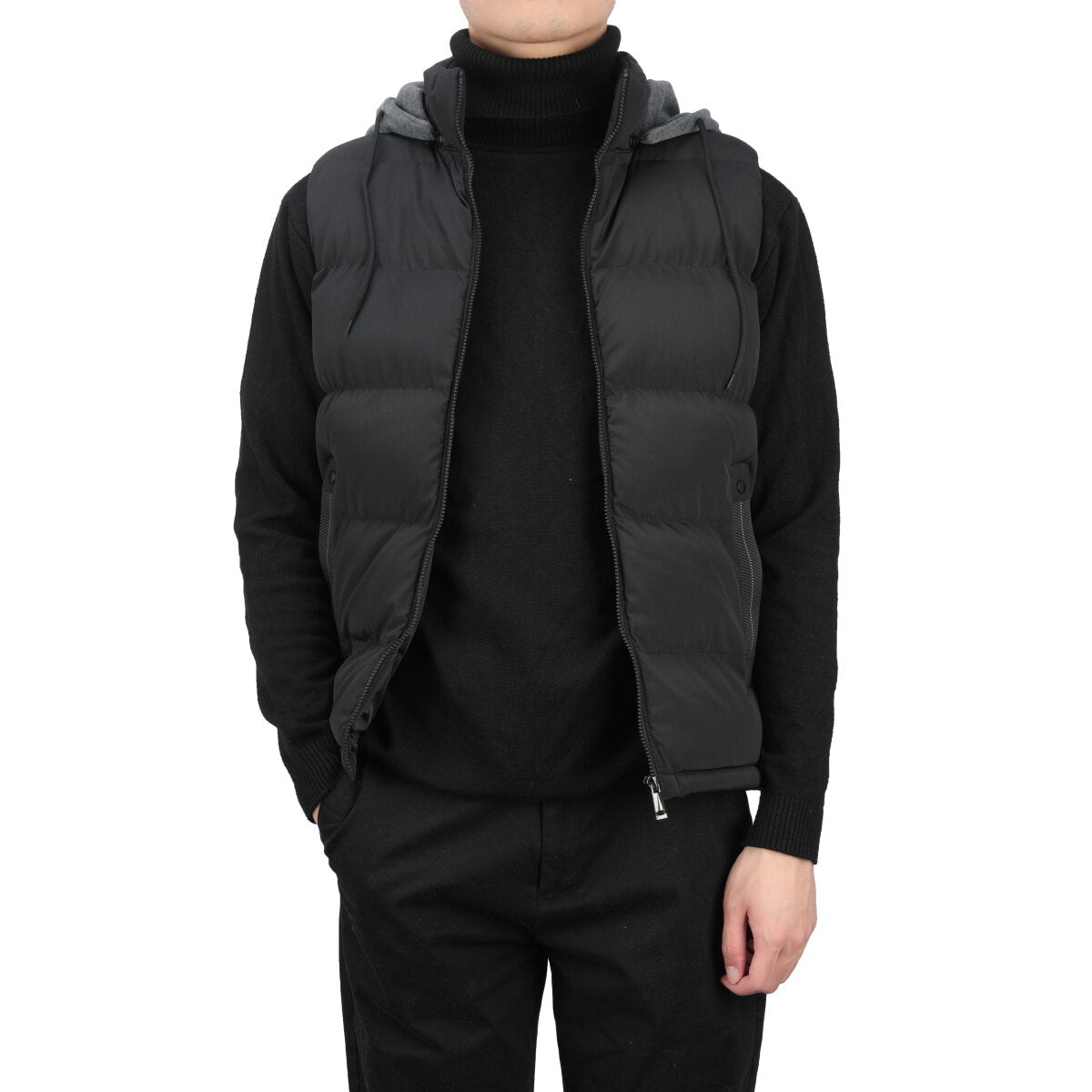 Youthup Mens Padded Puffer Removable Hooded Vest Outdoor Waistcoat