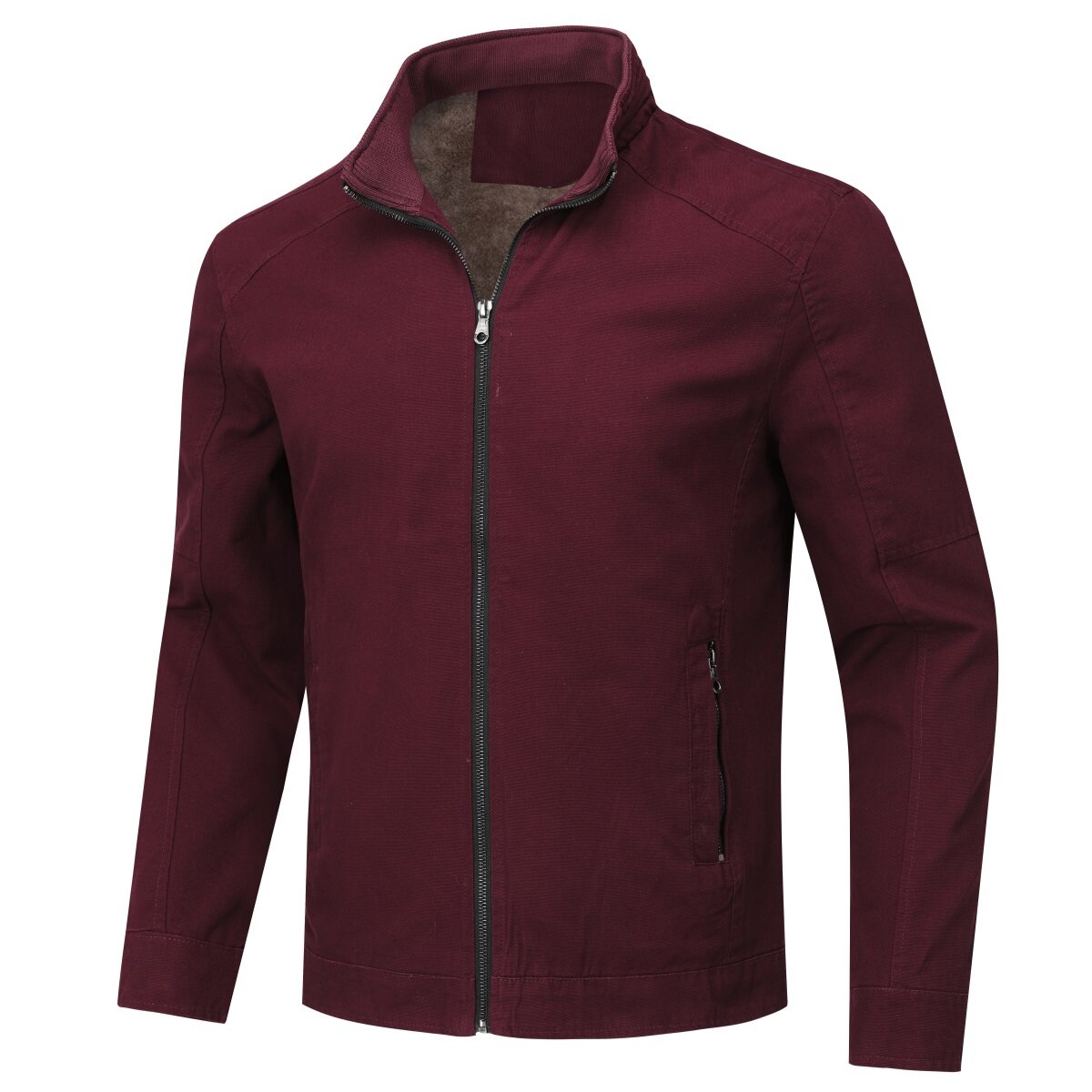 YOUTHUP Mens Winter Casual Windproof Fleece Stand Collar Bomber Jacket
